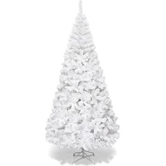 FDS COSTWAY Christmas Tree, Artificial Christmas Tree, Christmas Tree, Artificial Tree Decorative Tree with a Metal Stand 150 cm / 180 cm / 210 cm / 240 cm, White, 210cm