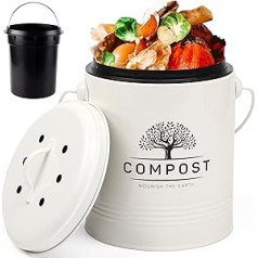 Perfnique Kitchen Compost Bin, 1.3 Gallon Countertop, Compost Bin with Lid, Indoor Compost Bin with Inner Bucket Insert and Charcoal Filter, Small Compost Bin