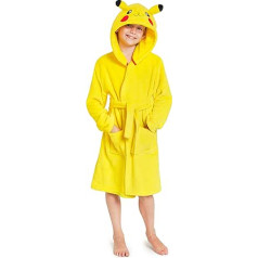 Pokemon Children's Bathrobe Pikachu Dressing Gown Fluffy Fleece Bathrobe Boys and Girls Dressing Gown Children and Teenagers 4-14 Years