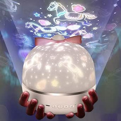 Micacorn Starry Sky Projector Lamp Baby LED Night Light 6 Projection Films USB Charging 360° Rotatable Starry Projector Light for Birthdays Halloween Christmas Gifts Children's Room Decoration