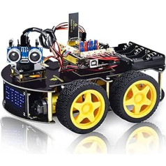 Keyestudio 4WD Programmable Smart Car Robot Starter Learning DIY Kit for Arduino Electronics Programming Project STEM Educational Robotics Science Assembly Set