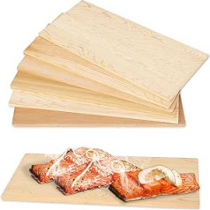 Jiubiaz XXL Barbekjū dēļi Smēķēšanas dēļi Komplekts no 6 grila dēļiem Cedar Wood Board 290 x 140 x 8 mm Liesmas laša dēlis zivīm dārzeņiem gaļai ciedra koksne gāzes un ogļu grilam