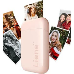 Liene Mini Photo Printer Smartphone, 2 x 3 Inch Mobile Phone Instant Image Printer with 5 Zinc Paper with Adhesive Backing, Bluetooth 5.0, Compatible with iOS & Android, Small Portable Photo Printer