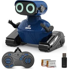 HONGCA Remote Controlled Robot Children, Rechargeable RC Robot with Remote Control, Touch Sensor, LED Eyes, Programming, Recording, Toy for Boys Girls from 3-12 Years - Blue