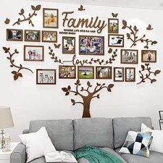 Wall Sticker Tree Family Tree Wall Sticker Living Room - 3D DIY Wall Sticker Wall Decoration Wall Sticker Tree for Living Room Bedroom Picture Frame (M67-5 Brown)