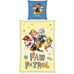 Gultas veļas komplekts Herding Paw Patrol, Spilvendrāna 80 x 80 cm ar rāvējslēdzēju un grozāmu motīvu, Segas pārvalks 135 x 200 cm, ar rāvējslēdzēju, 100% kokvilna/Renforcé