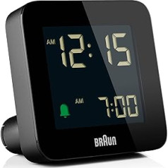 Braun BC09B digitālais modinātājs, atlikšanas funkcija, negatīvs LCD displejs, ātrās iestatīšanas funkcija, Crescendo modinātājs melnā krāsā, iepakojumā 2