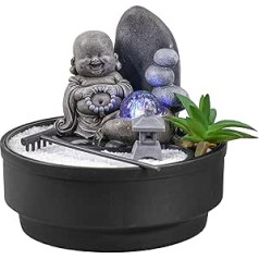 Indoor Fountain Zen Garden Buddha Statue Removable Colorful LED Light Decoration for Relaxing Atmosphere Garden Zen White Sand Table Fountain Closed Circuit H21cm - Sikhi Zen'Light