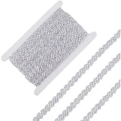 GORGECRAFT 15 Yard sudraba metāla sieta dekorēšana 15 mm plata filigrāni viļņota mežģīņu lente Gimp pītas apdares viļņa formas mirdzoši apģērbu aksesuāri DIY apģērbu šūšanai