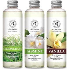 Istabas smaržu difuzora uzpilde Citronzāle un jasmīns un vaniļa 600 ml - 3 x 200 ml - Uzpildes komplekts smaržu difuzoram - Reed difuzora uzpilde - Istabas aromāts - Istabas aromāts - Difuzora uzpilde - Istaba