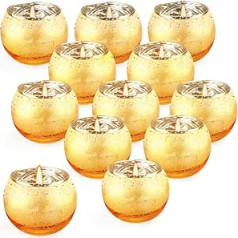 THATSRAD Pack of 12 Votive Candle Holders, Gold Candle Holders, Tea Light Holders Made of Mercury Glass, Tea Light, Candle Holder, Glass Gold Table Decoration, Wedding Candle Holder, Glasses for Tea