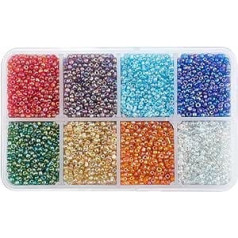 PandaHall apm. 12500 Stück 12/0 Daudzkrāsains Perlen Glas Rocailles 8 Farben Runde Pony Bead Mini starplikas Tschechische Perlen Durchmesser 2mm für Schmuckherstellung