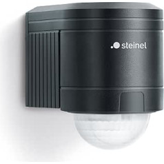 Steinel 602710 Motion IS 240, black, passive infrared, energy efficient, IP54, insulation class II, for interior and exterior, 240 ° detection, incl. Corner wall mount