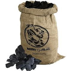 Miller Grillkohle 10 kg Charcoal for the Grill - 100% Sustainable Coal, Low Smoke, Quick Grill Ready, Long Glow, High Temperature - Eucalyptus Wood Charcoal in Jute Bag