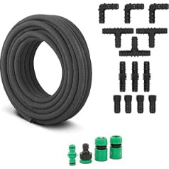 hillvert HT-Costigan-15+ Drip Hose 15 m with Tap Piece, Nozzle and Various Connections Perl Hose Drip Line Irrigation Drip Hose