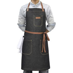 Cooking Apron with Pockets for Men Women Professional Kitchen Bib Apron for Chef BBQ, 34 inch tall * 27 inch width