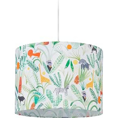 Relaxdays Children's Bedroom Pendant Lampshade with Jungle Motif, H x D: 140 x 35 cm, E27, Pendant Light for Children, Colourful