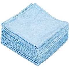 VIOVIE Professional Micro Cloth Pack of 10 40 x 40 cm Blue Cleaning Cloths with Maximum Absorption Power of Dust, Dirt and Liquid, Durable Microfibre All-Purpose Cloths with Edge Protection Against