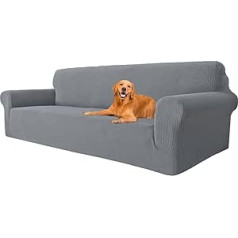 Ystellaa elastīgs dīvāna pārvalks četrvietīgam, īpaši elastīgs dīvāna pārvalks ar roku balstiem, mazgājams, izturīgs pret skrāpējumiem, neslīdošs dīvāna pārvalks suņiem, kaķiem un mājdzīvniekiem, gaiši pelēks, dīvāna platums 2