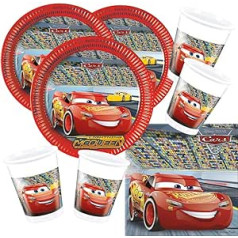 52 Piece Disney Pixar Cars 3 – Plates Cups Serviettes Party Set for 16 children