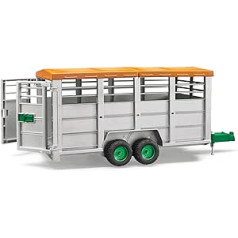 bruder 02227 - Viehtransportanhänger mit 1 Kuh - 1:16 Tiertransporter, Anhänger, Landwirtschaft, Bauernhof, LKW, Spielzeug