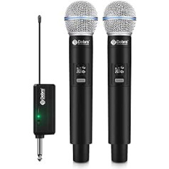 Debra bezvadu dinamiskais mikrofons ar uzlādējamu uztvērēju karaoke, PA sistēmas miksera pastiprinātājs, kāzas, dīdžejs, ballīte, runa, baznīca, 60 m
