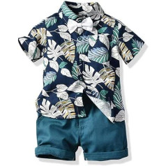 iEFiEL Boys Toddler Clothing Baby Leisure T-Shirt Shirt Shorts Trousers with Palm Leaves Outfit Set Cotton Blend Gentleman Bow Tie Summer Clothing