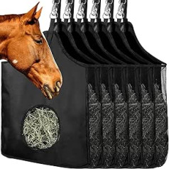 6 Pack Horse Hay Bag, Large Feed Hay Bale Nets Horses Carry Bag, Slow Feeding, Horse Stands, Storage Bag with Metal Rings, Hanging Trailer, 600D Nylon Net for Horses, Sheep,
