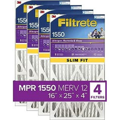 Filtrete Luftfilter, 16 x 25 x 4, MPR 1550, MERV 12, Healthy Living Ultra Allergen, gesundes Leben, 12 Monate tiefgefüllt, 10,2 cm Luftfilter, 4 filtri