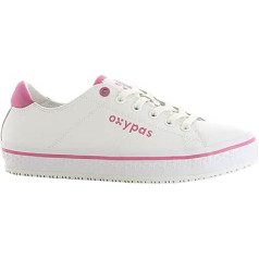 Oxypas Fashion Paola Work Shoe, Antistatic (ESD) Leather Trainers for Women (39, White - Fuchsia), White fuchsia