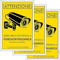 AREA VIDEOSORVEGLIATA Alumīnija zīme 3 mm bieza novērošanas kamera (Nr. 3 - 20 x 30 cm)