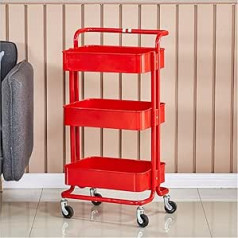 WAOCEO Standregal Küchenregal Metal Movable Storage Rack, Kitchen, Bathroom, Study Storage Rack, Storage Rack, Convenient Small Cart Regalböden (Color : 3, Size : Three Layers with Handles)