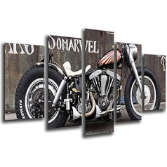 Wandbild — Harley Davidson Motorrad, altes Weinlese-Motorrad, 165 x 62 cm, Holzdruck — XXL formāts — Kunstdruck, ref.26552