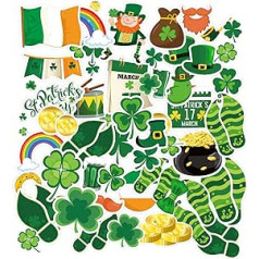 201 Pieces St. Patrick's Day Stickers Vinyl Leprechaun Footprint Floor Decals Removable Clover Gold Coin Sticker St Patrick Wall Sticker Window Stickers for St. Patrick's Day