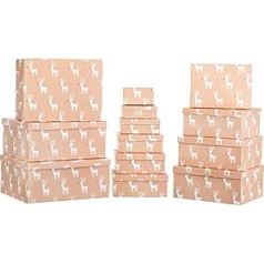 Brandsseller Set of 13 Storage Boxes with Lids Various Sizes - Gift Box Christmas Box - Reindeer