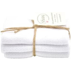 Solwang Cleaning Cloth White Combi Knitted Cotton Wipes Stainless Steel