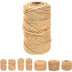 Swpeet 6 mm x 328 pēdas, džutas auklas, pītas dabīgas džutas virves, garas auklas ietīšanas iepakojums Garden Crochet Perfect Art Craft dāvanu aukla Ziemassvētku aukla amatniecības projektiem