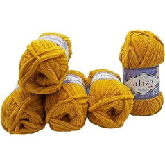 5 x 100 g Alize Velluto Knitting Wool, Baby Wool, 500 g, Super Soft Bulky Wool (Golden Yellow 02)