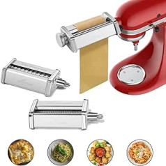 Makaronu stiprinājums KitchenAid statīva maisītājam ar tīrīšanas suku, ietver makaronu lokšņu spageti griezēju un Fettuccine griezēju makaronu mašīna Kitchenaid makaronu stiprinājuma piederumiem Gvode