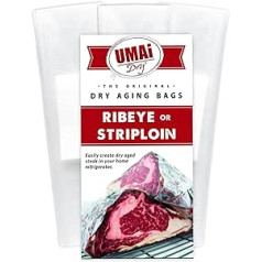 UMAi Dry Ribeye Striploin Premium Dry Age gaļas maisiņi Gaļas komplekts ledusskapim, Easy Method Home Dry Aging 3 UMAi Dry Age maisiņi Ribeye un Striploin steikiem