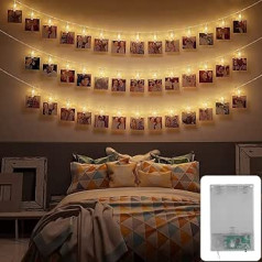 CozyHome Photo Fairy Lights, Photo Clips, 30 LEDs with Clips and 5 m Timer Battery, Photo Fairy Lights for Polaroid Photos, Photo Chain, Picture Wall Decoration, Teenager's Room, Gifts for Girls and