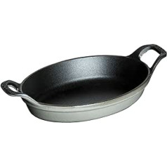 Staub Mini-Auflaufform, ovāls (15 cm, 0,25 L mit mattschwarzer Emaillierung im Inneren der Auflaufform) grafitgrau