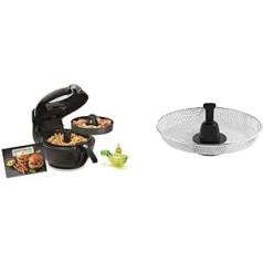 Tefal YV9708 ActiFry Genius XL 2 vienā karstā gaisa friteris | 1500 vati | Tilpums: 1,7 kg | 9 Automātiskās programmas | 2 vienā tehnoloģija | Black & XA7012 ActiFry gatavošanas groza piederumi