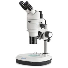 Stereo tālummaiņas mikroskops [Core OZS 574] Liela tālummaiņas paralēle profesionālam lietotājam, Tubus: Trinocular: HWF 10x Ø22 mm, redzes lauks: Ø27,5 - 2,75 mm, objektīvs: 0,8x - 8x, statīvs: S