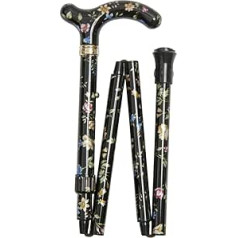 BLACK FLORAL FOLDING PETITE CANE