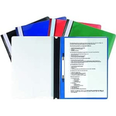 Exacompta 439900B Pack of 20 Plastic File Folders Made of Polypropylene Film for DIN A4 Commercial Binding Assorted Colours with Labelling Strips Stapler Ideal for Office and School