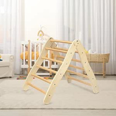 Aomdom Indoor Climbing Triangle for Children, Foldable Design Pikler Triangle Made of Natural Wood, Montessori Climbing Ladder, 6-Level Construction Indoor Play Equipment for Indoor and Outdoor Use,