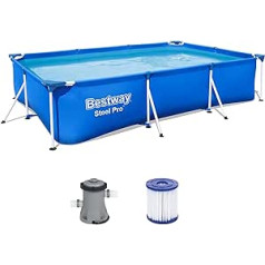 Bestway Steel Pro rāmja baseina komplekts ar filtra sūkni 300 x 201 x 66 cm, zils, kvadrāts