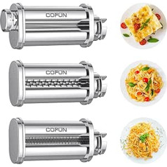 COFUN Pasta Attachment for Bosch Mum 5 Accessories, 3 Pieces Pasta Machine for Pasta Attachment, Pasta Roller Stainless Steel Spaghetti Fettuccine for Food Processor Accessories