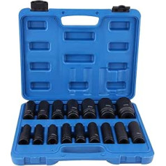 1/2 Inch Impact Wrench Nut Set, 16-Piece Socket Set 10-32 m Hexagonal Nuts, Socket Set with 1/2 Inch Drive, Drive Hex Socket Set with Box - Metric